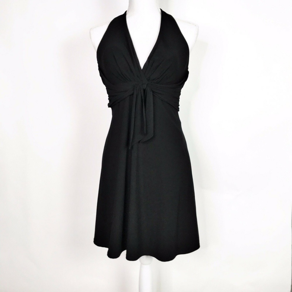 WHBM Black Halter Dress Size 0 Cocktail Party Swing Flowy